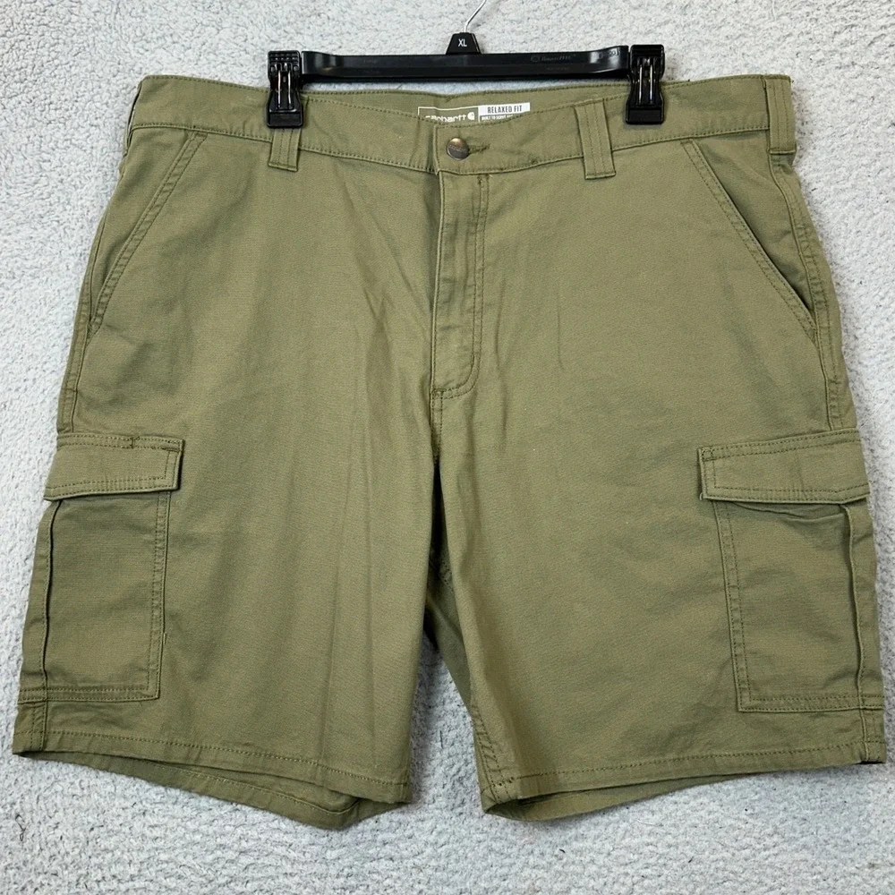 Carhartt Shorts Mens 38 Relaxed Fit Olive Green Rugged Flex Cargo Workwear EUC